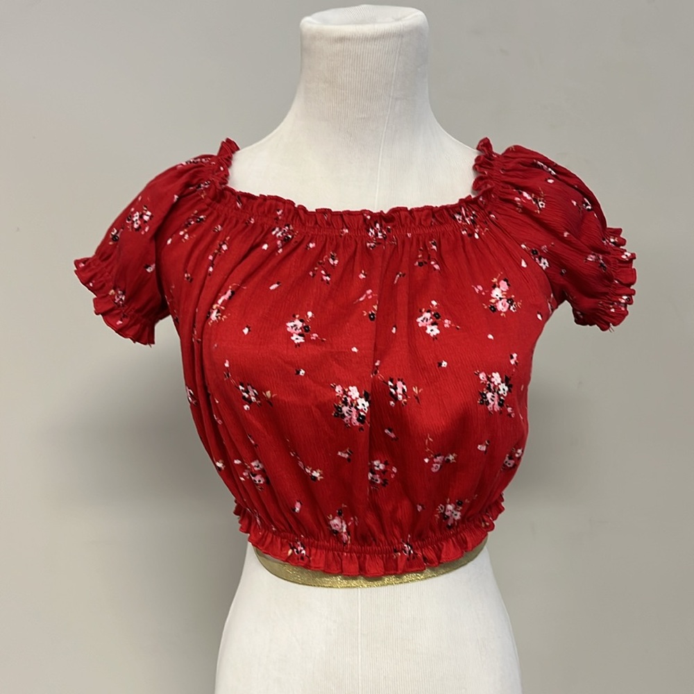 Floral Red Off-Shoulder Top